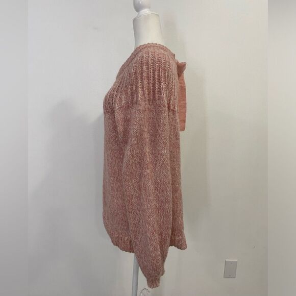 Lauren Conrad Long Sleeve Pink Fuzzy Sweater with Satin Back Bow Size Large - Picture 15 of 15